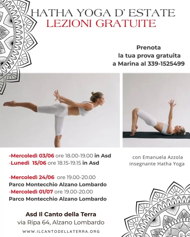 Hatha Yoga d’estate ad Alzano Lombardo: le lezioni gratuite in sede e al Parco Montecchio